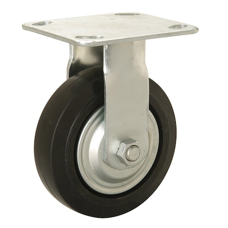 Global Industrial 5 Mold-on Rubber Wheel, Heavy Duty Rigid Plate Caster, 350 lb. Capacity 601212